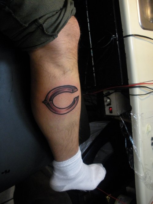 Chicago Bears Tattoo On Guy Right Leg